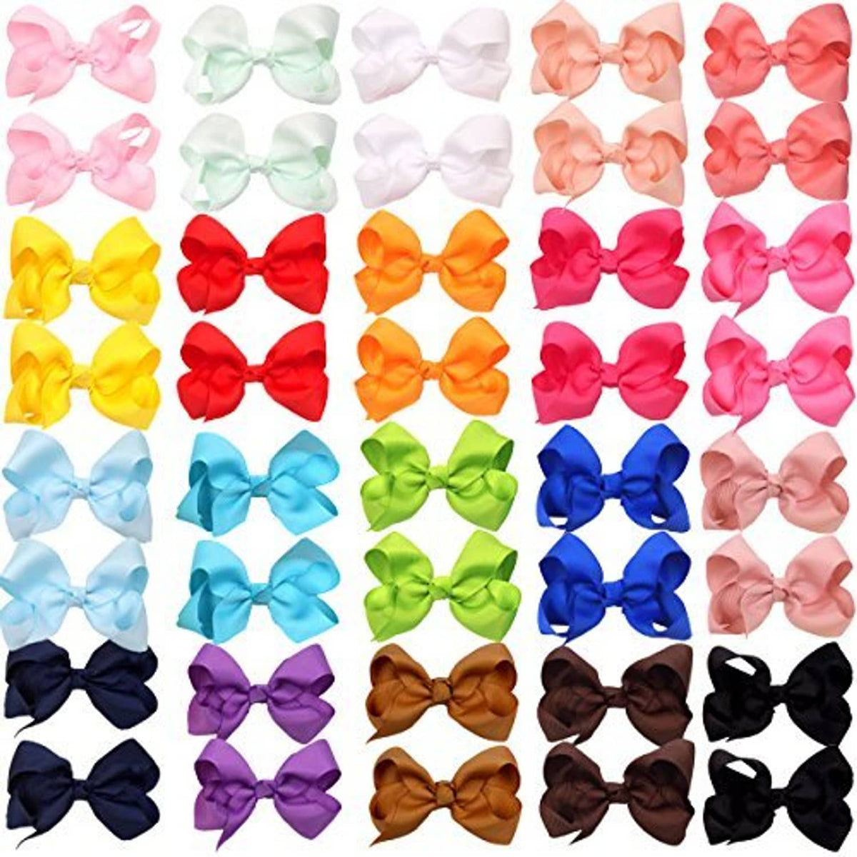 Pinwheel hair bows set with alligator clips, assorted ribbon colors