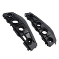 Pair of black plastic front bumper support brackets with round mounting openings