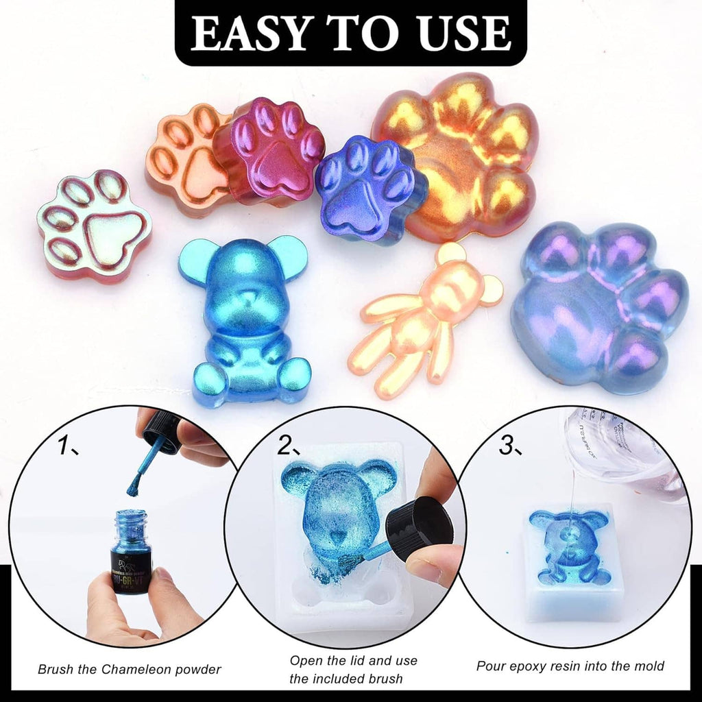 Color-shifting mica powder used on silicone molds for resin casting