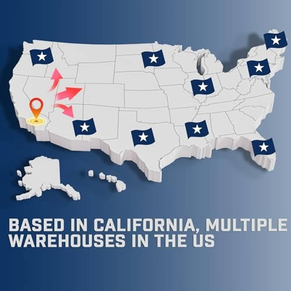 Marketing graphic of the United States map with blue star icons across states.