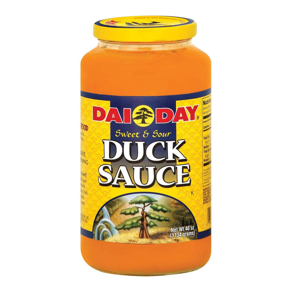 Dai Day duck sauce bottle, sweet & sour, orange jar with yellow lid