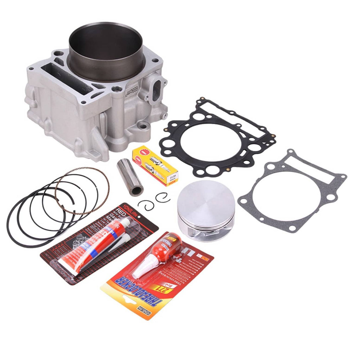 Engine cylinder head piston kit with cylinder block, piston, rings, and gasket set