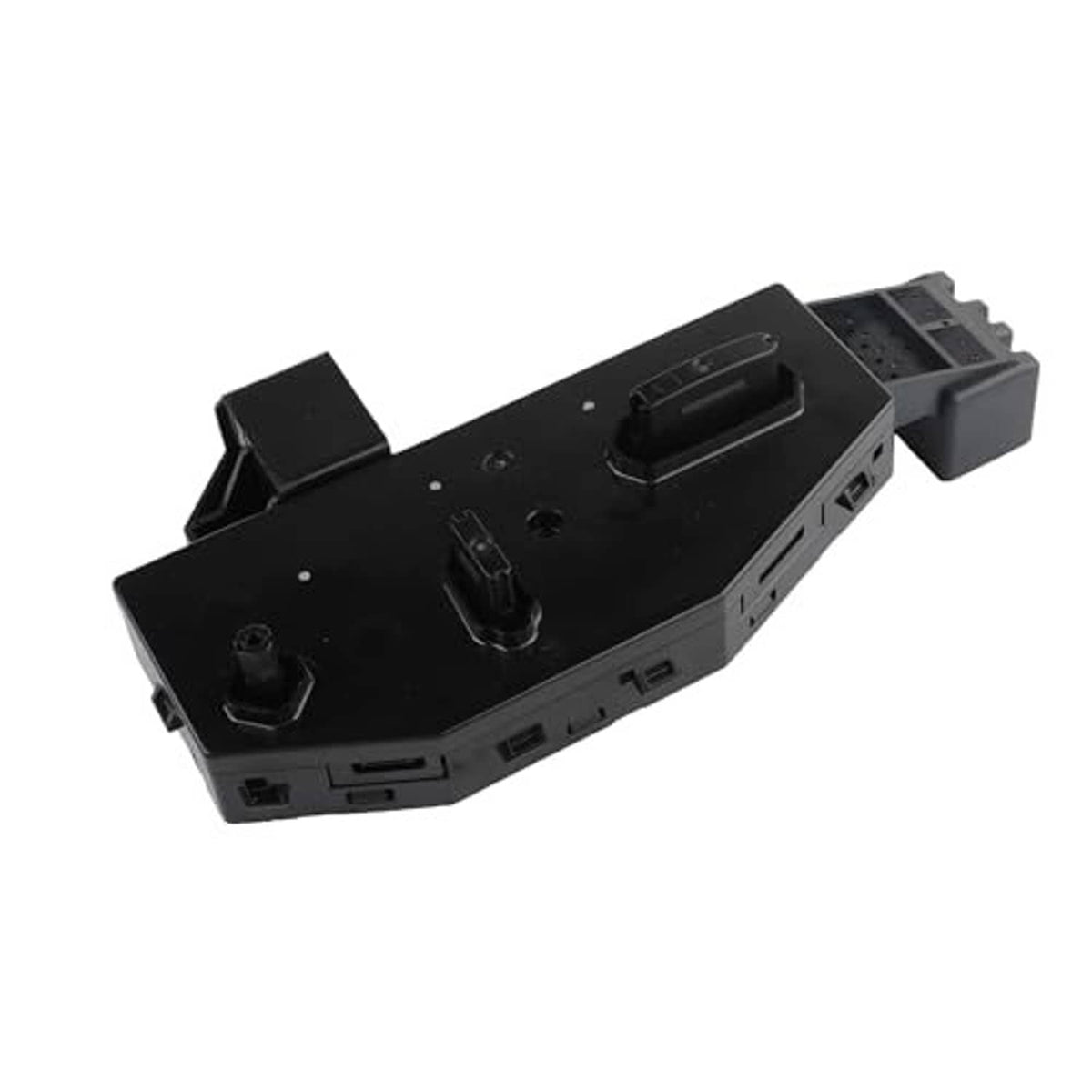 Power seat switch driver-side module, black with mounting tabs and control rocker
