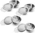 Stainless steel tea strainer set with mesh infusers and drip bowls, 4 pieces