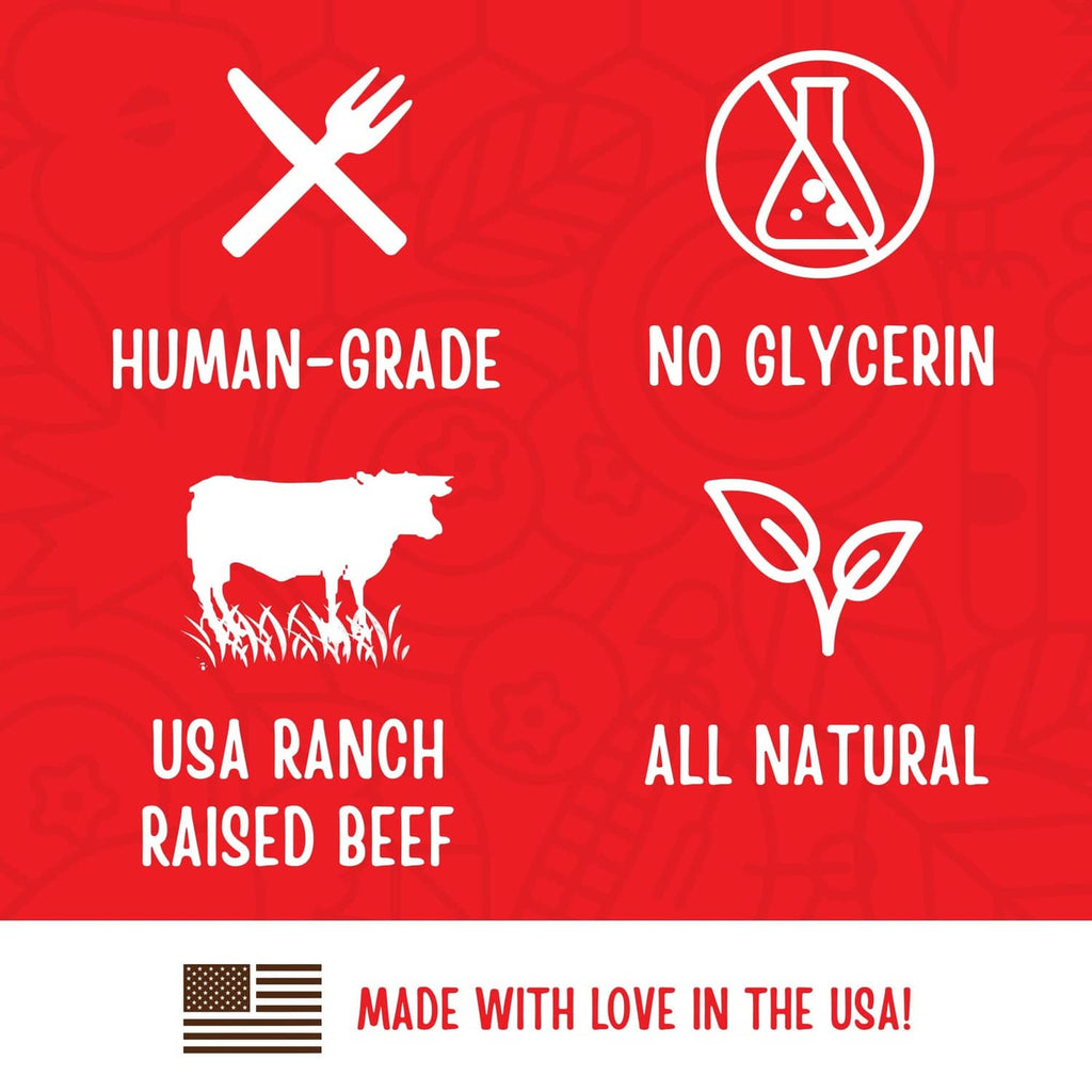Human-grade beef ranch raised dog treats, no glycerin, all natural