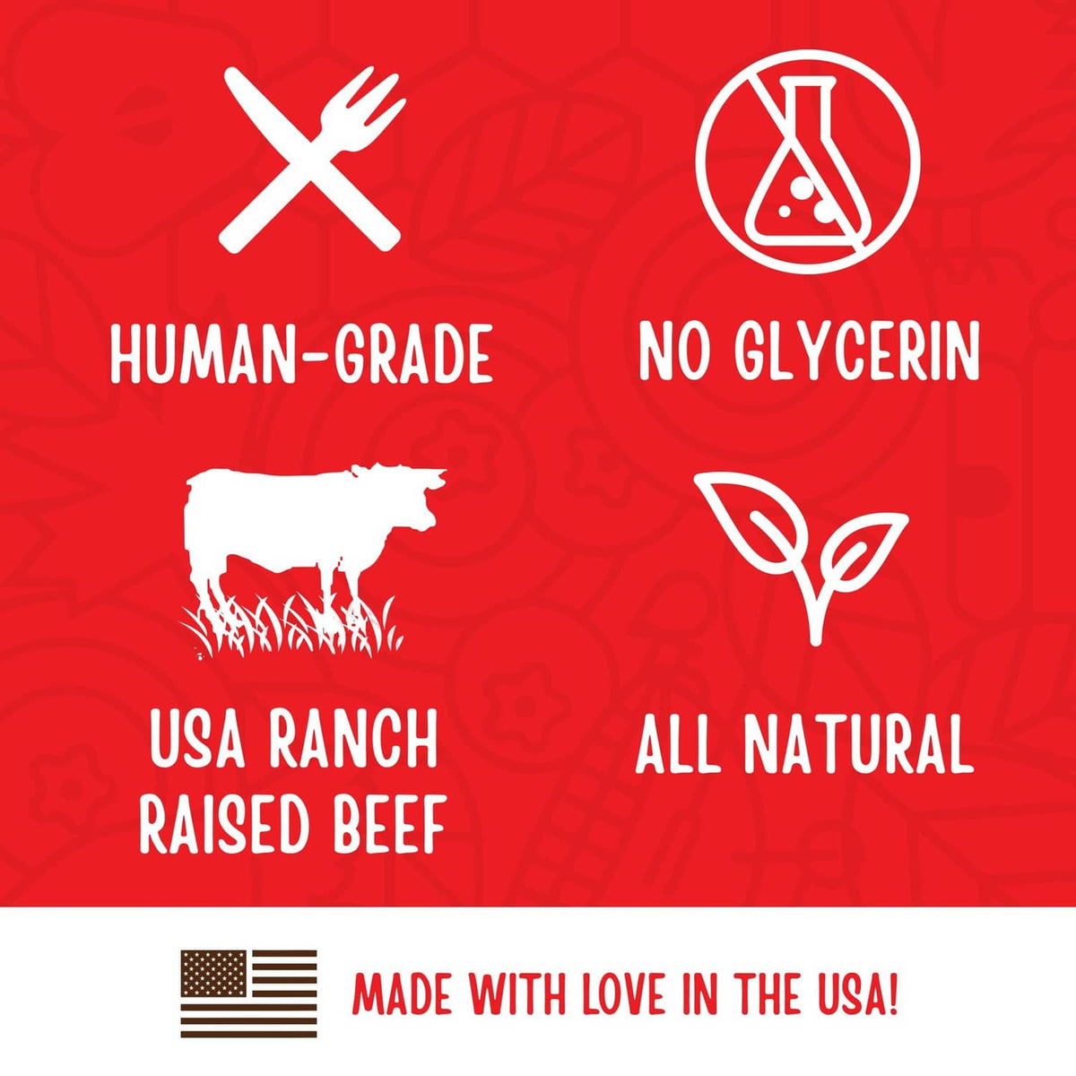 Human-grade beef ranch raised dog treats, no glycerin, all natural
