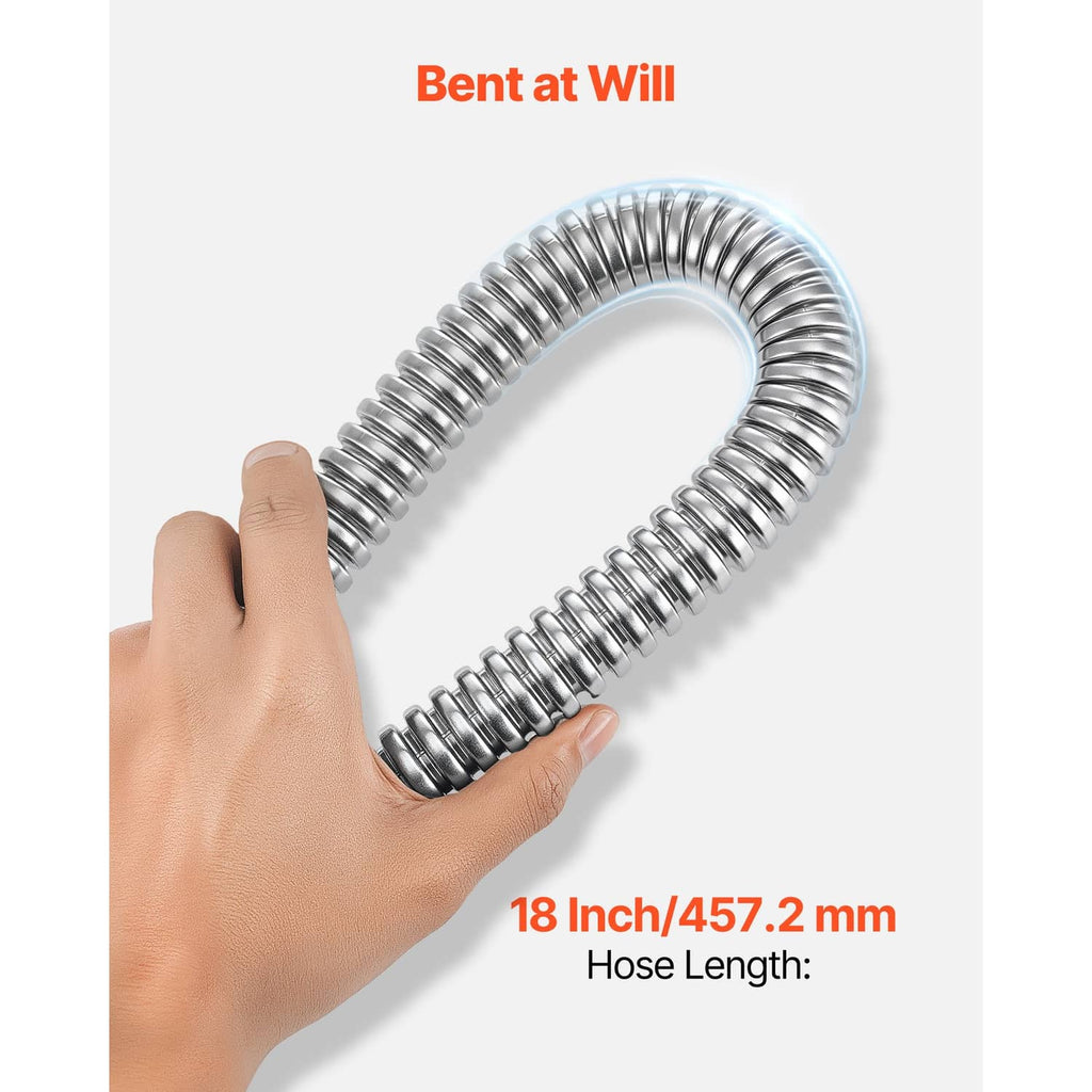 18 in stainless steel flexible water heater hose, bendable coil with hex end caps