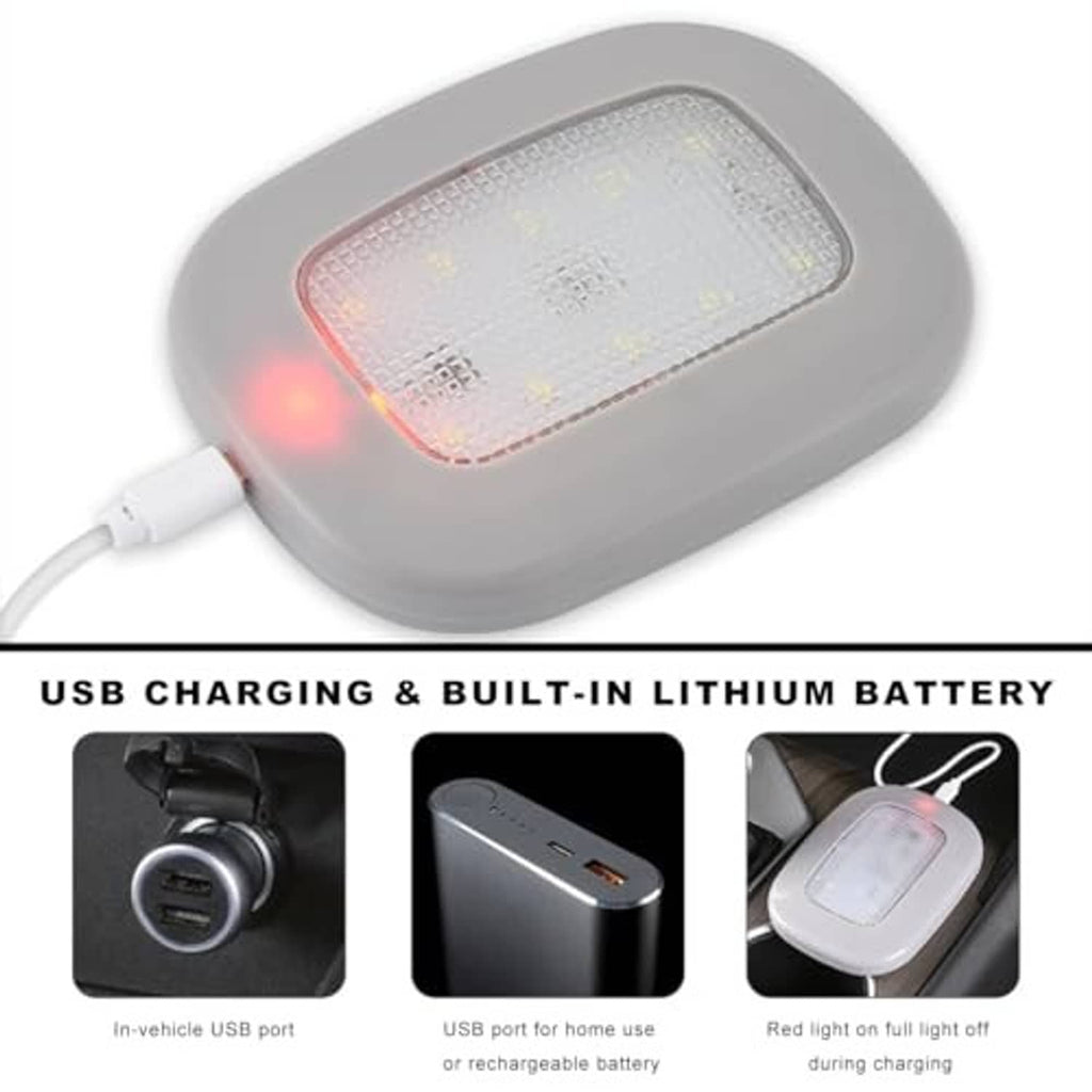 Gray dome LED USB rechargeable ceiling light with red charging indicator light