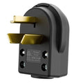 NEMA 10-30P 30A 125/250V 3-pole power plug, black body with gold prongs