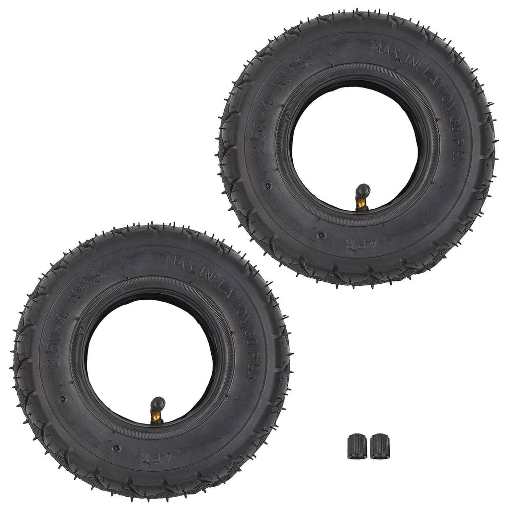 Black 8 in outer diameter tire and inner tube, 2-pack with valves