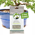 Bonsai fertilizer pellets bag, resealable pouch labeled 5 Year Supply