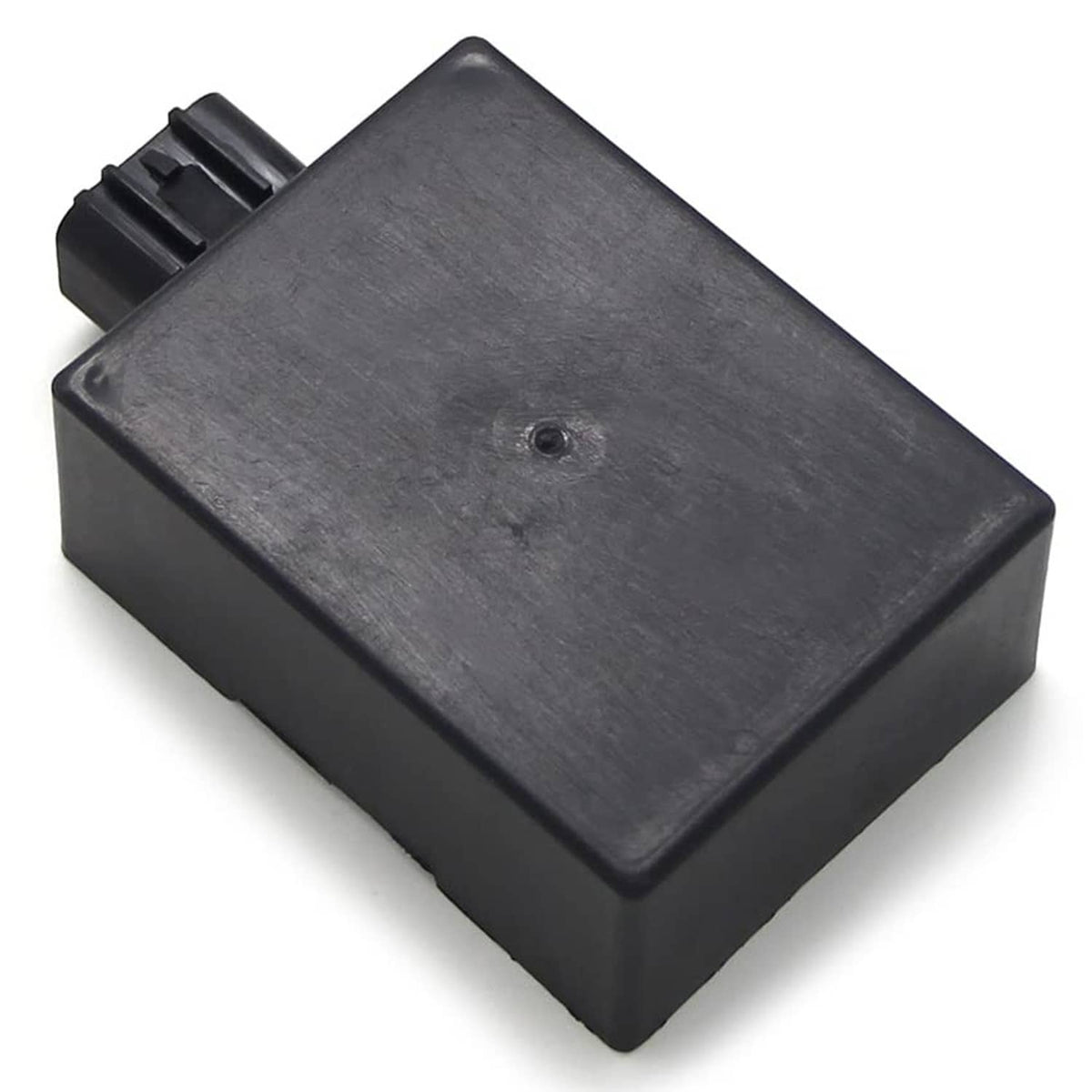 Black CDI ignition control module side view, showing mounting hole