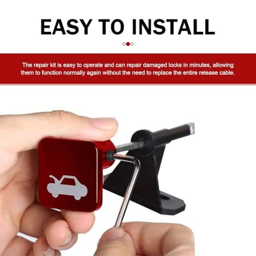 Red hood release handle being installed with a cable release tool