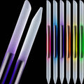 Glass cuticle pusher sticks with pointed tip, purple and cool gray gradient finish