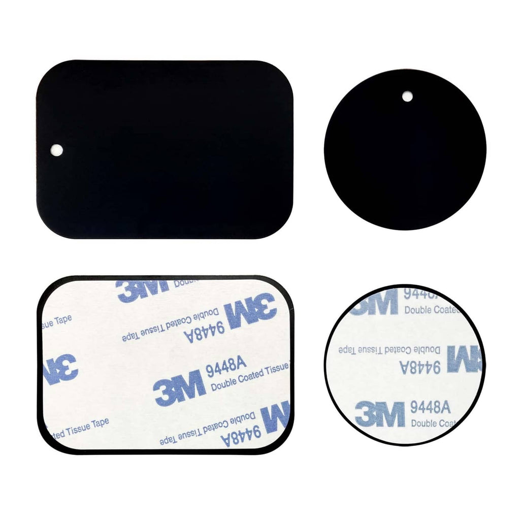 Black metal plates with 3M double-coated tape backing, round and rectangular shapes