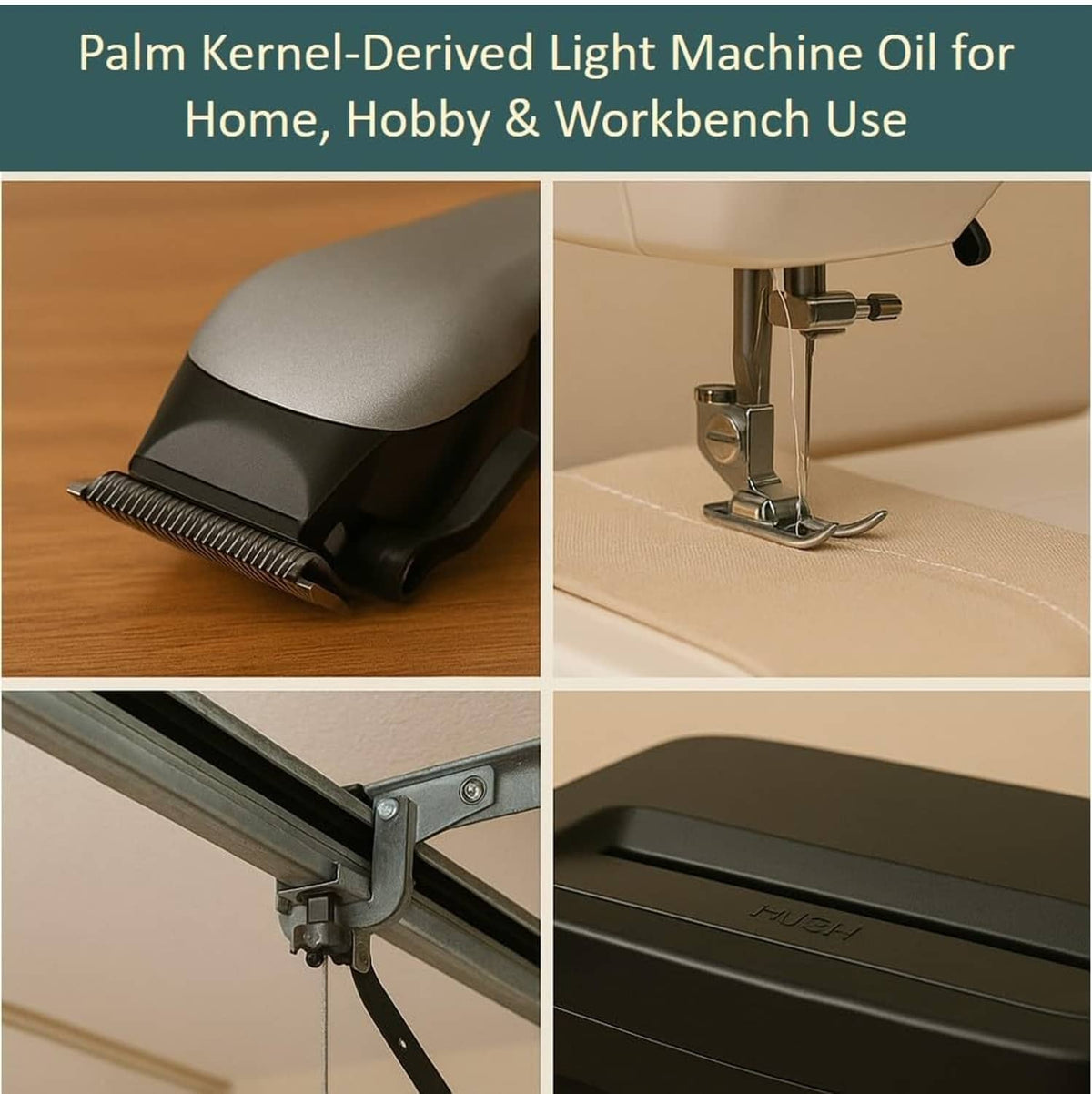 Hair clipper oil bottle with clipper and sewing-machine type application images