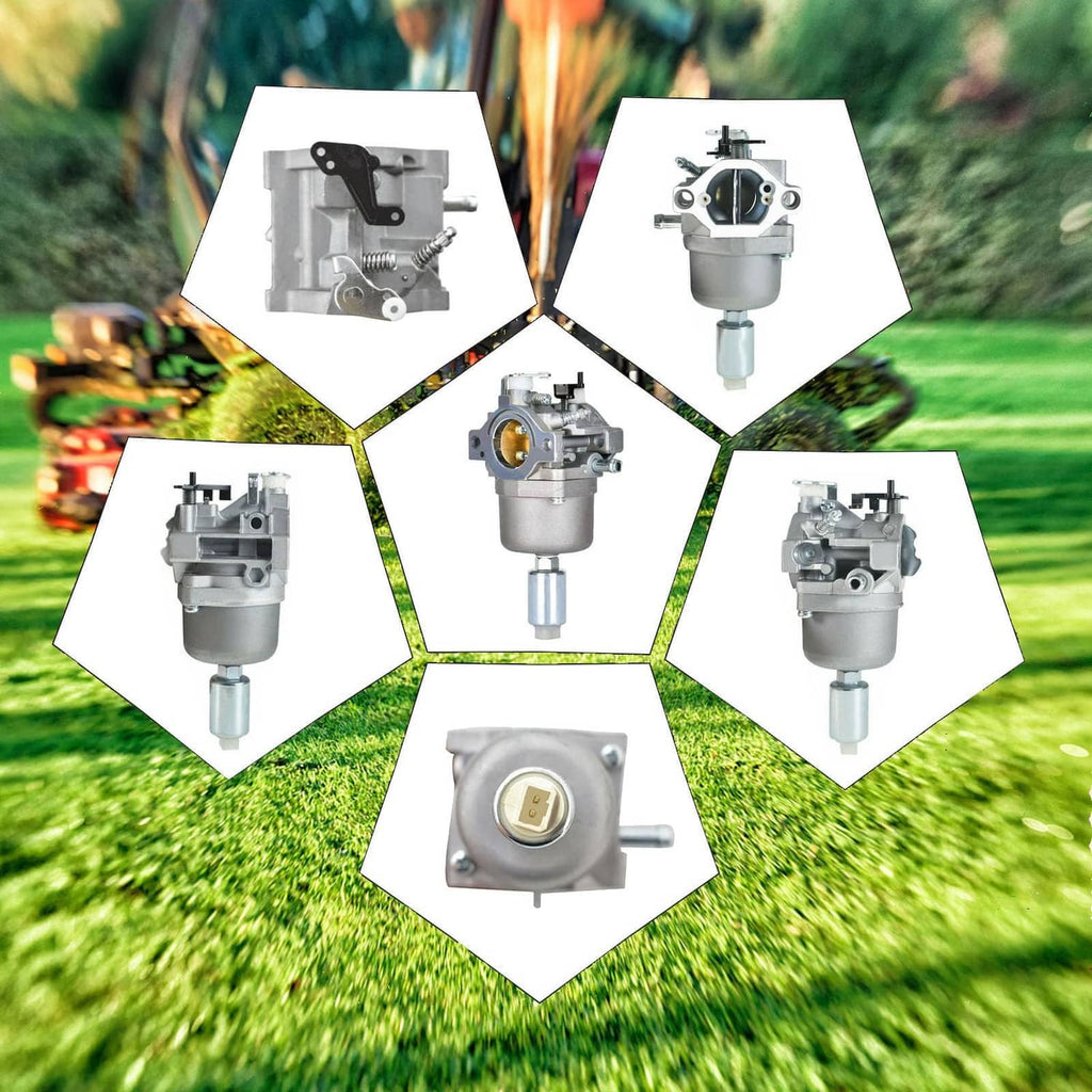Carburetor replacement kit shown in multiple angles with included parts