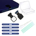 Metal Type-C anti-lost dust plug set, dark blue, 2-pack with protective caps