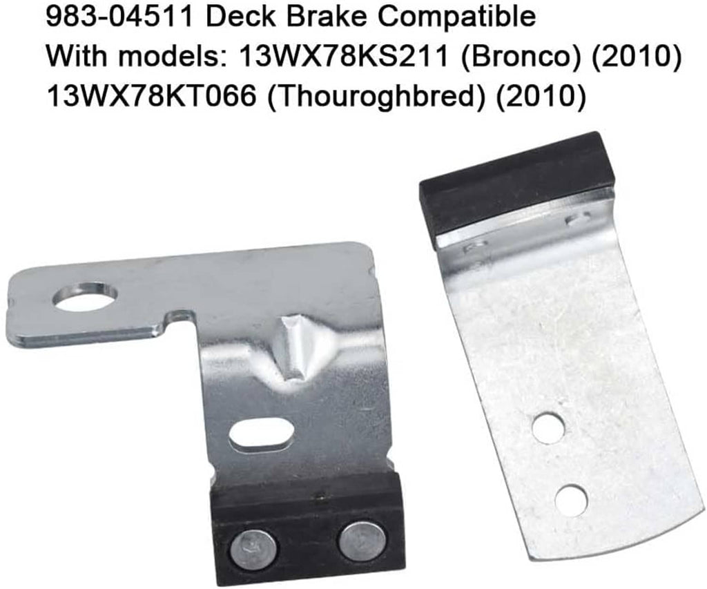 Metal deck brake bracket pair with black base and round mounting holes