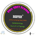 Trampoline jumping mat insert with BZZTER logo, yellow edge, ring and spring fit text