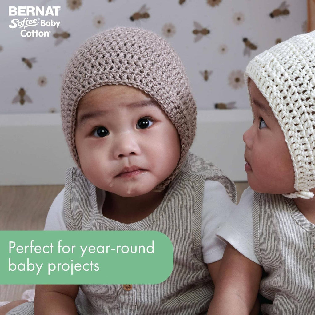 Light gray crocheted knit baby beanie hat with ribbed edge