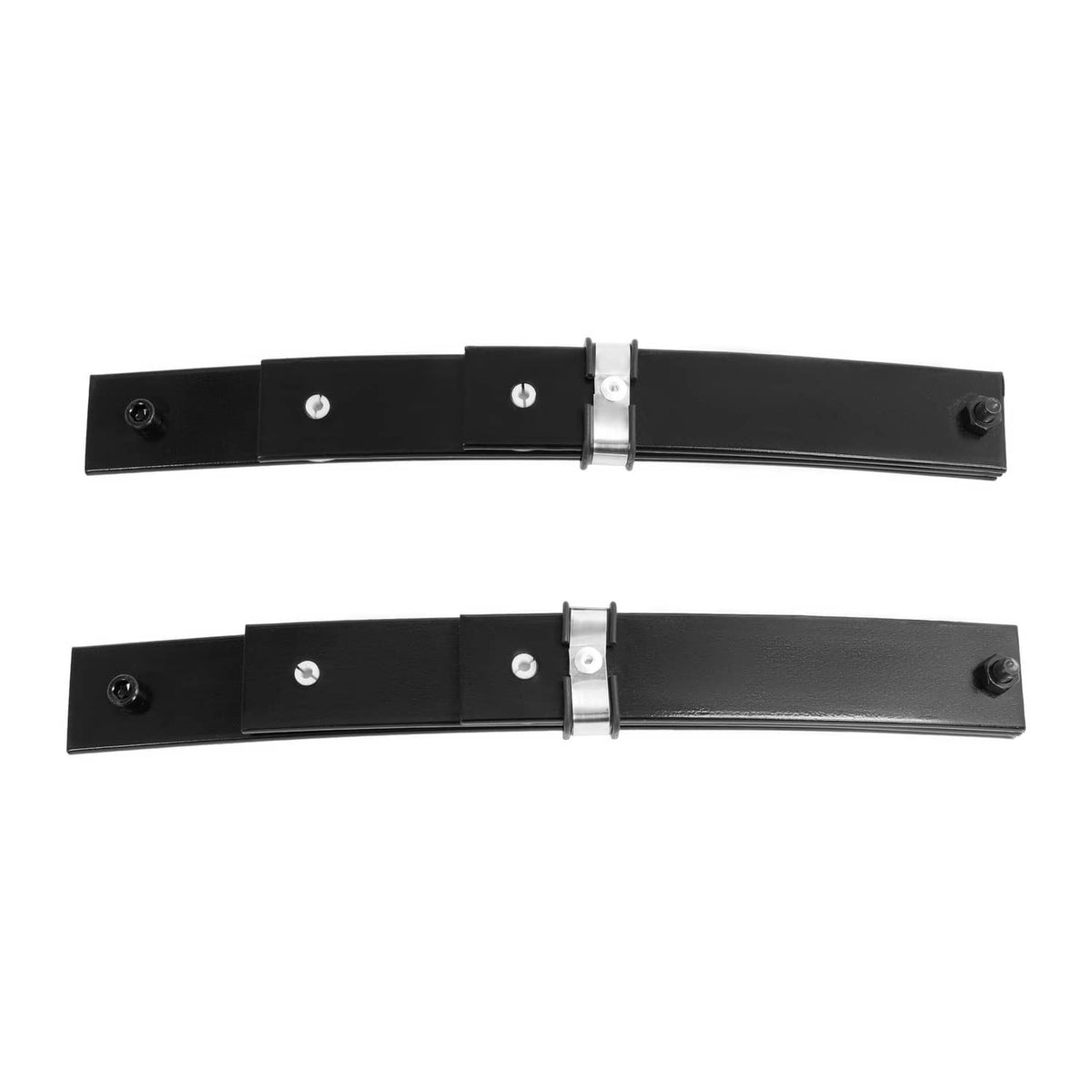Front 3-leaf spring set showing two curved spring packs with center clamps and bolts
