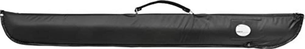 Black pool cue case with strap, zipper, and protective padded design