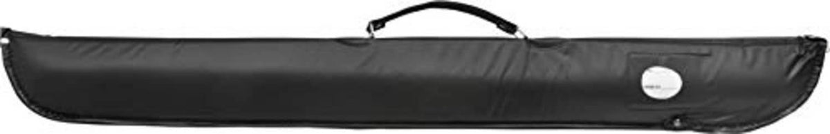 Black pool cue case with strap, zipper, and protective padded design