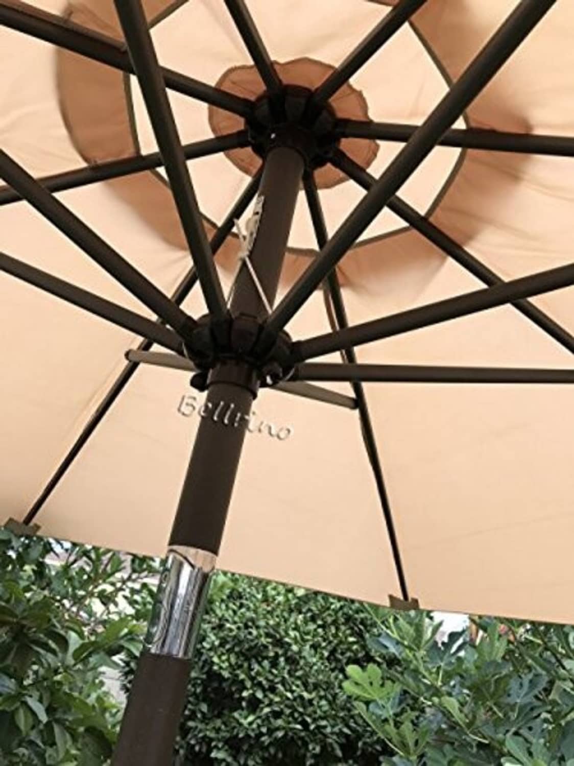 Umbrella canopy replacement underside with black rib frame and center fabric panel