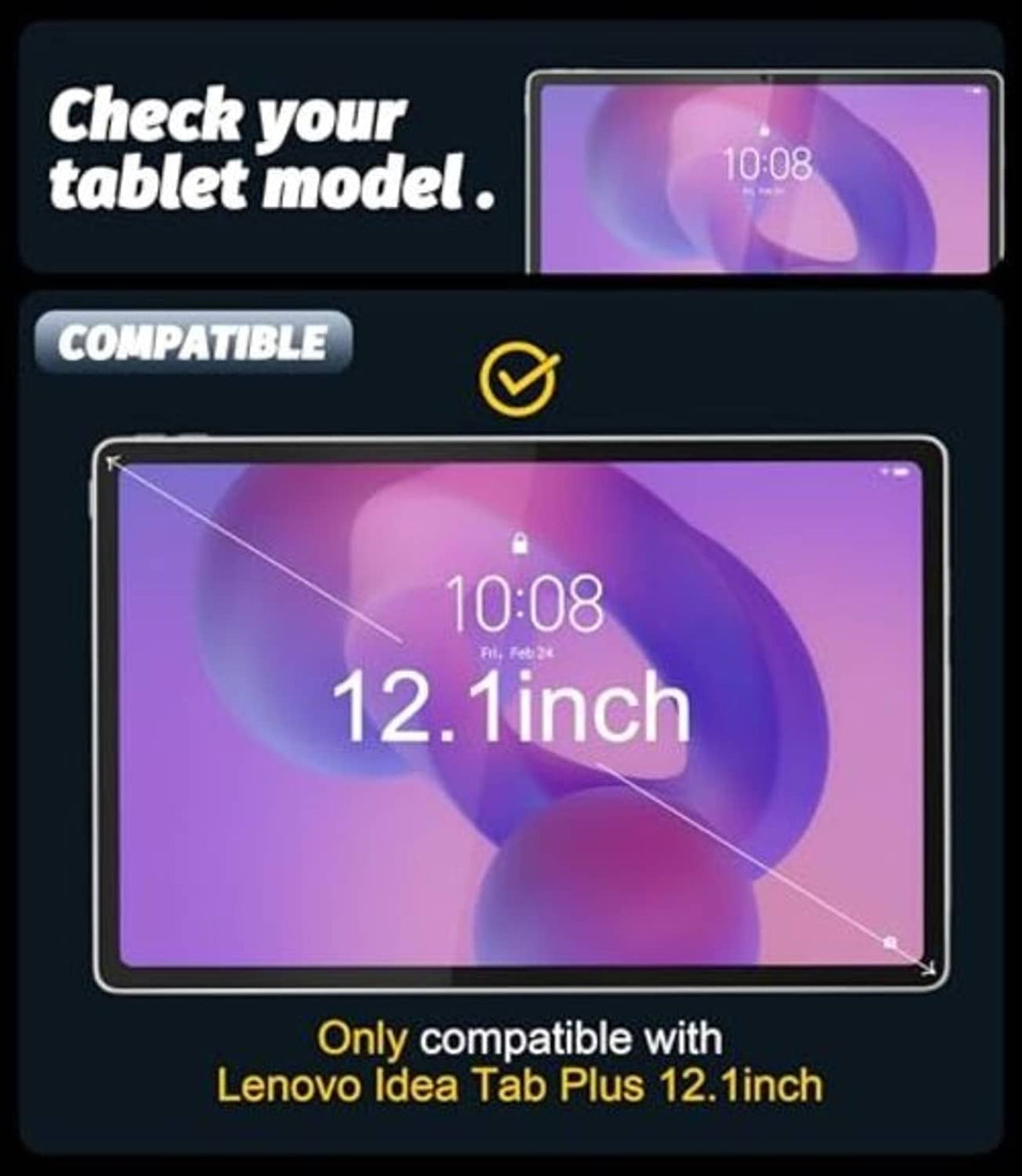 Tempered glass screen protector set for a 12.1-inch Lenovo Idea Tab Plus tablet