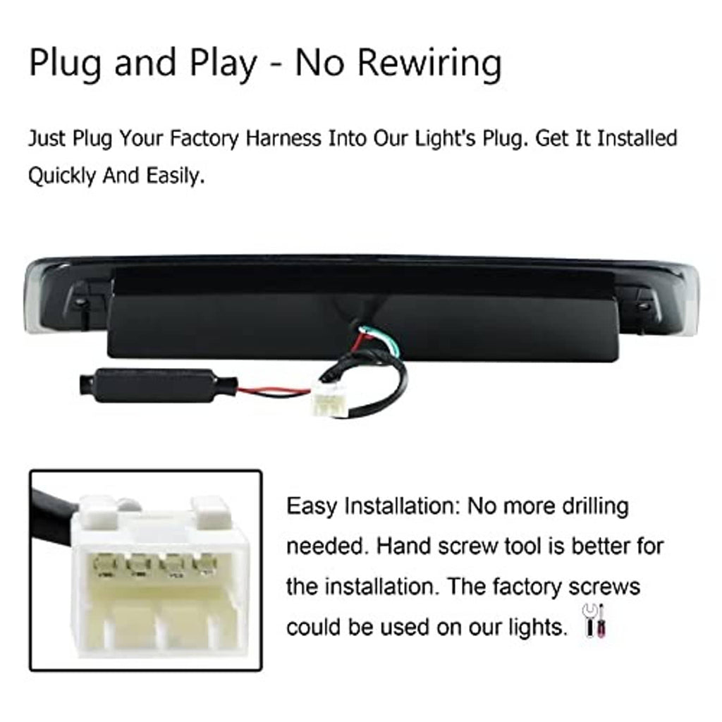 Third brake light unit with wiring harness and plug, underside view
