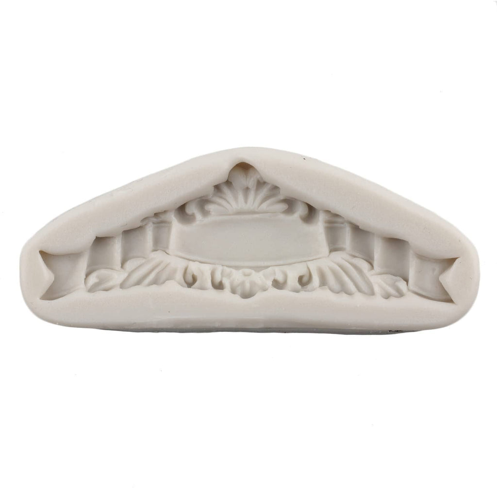 Triangular baroque lace silicone mold with framed floral scrollwork detail
