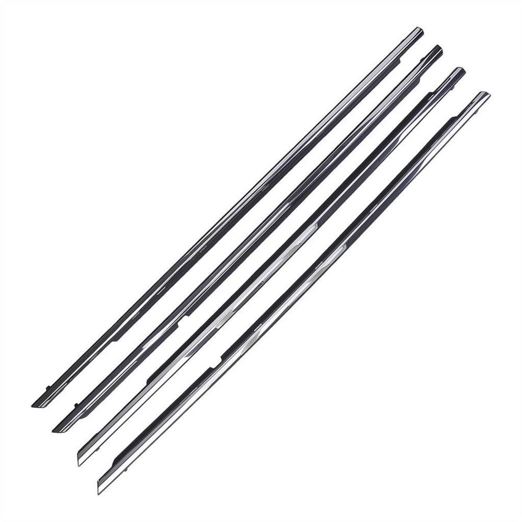 Window weather strip seal trim, black rubber sealing edge with silver guide rails