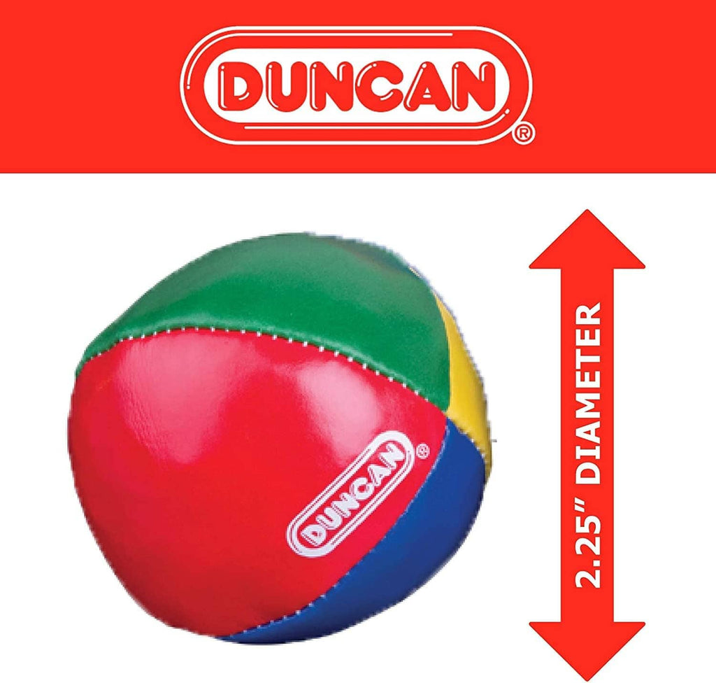 Multicolor vinyl juggling ball, four-panel design, 2.25 in diameter.
