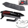 Black cold air intake kit with red cone air filter and molded intake hoses