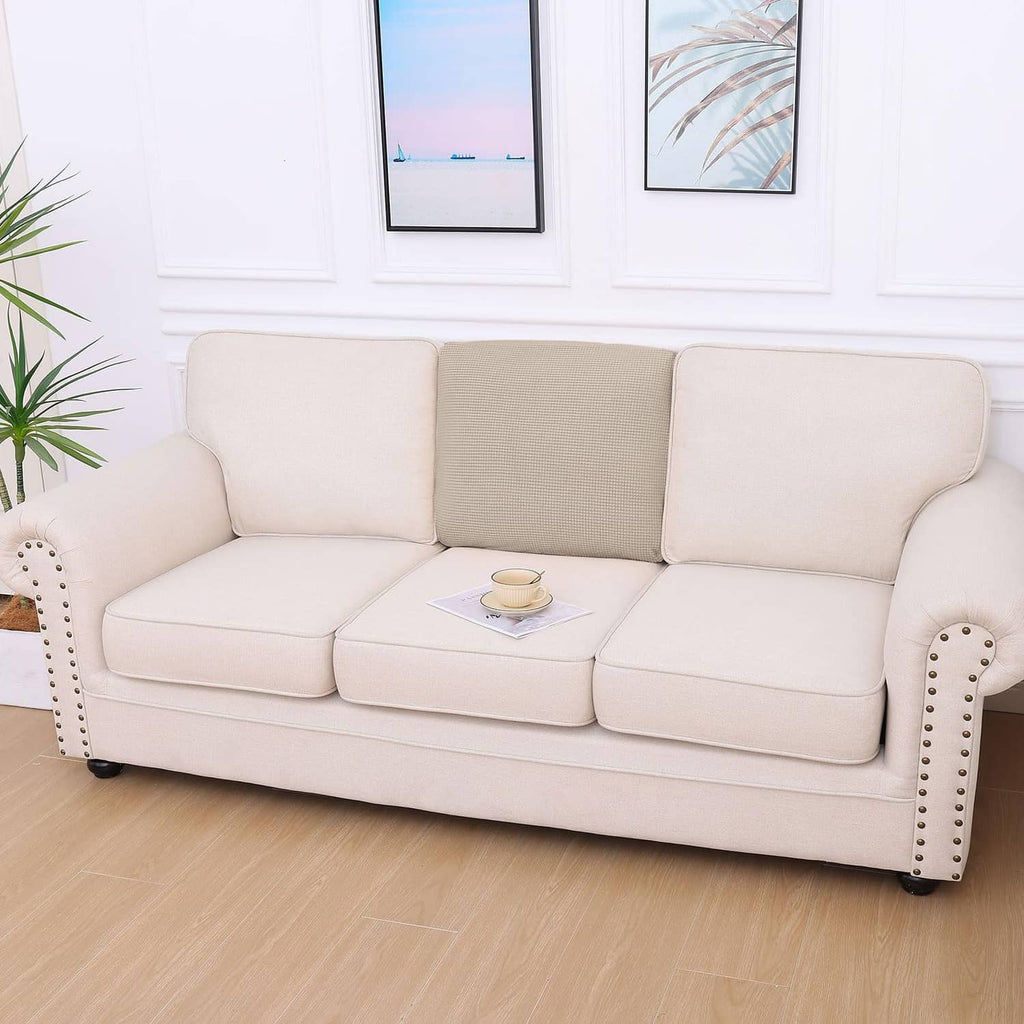 Taupe couch cushion cover set for sofa backrest and seat cushions