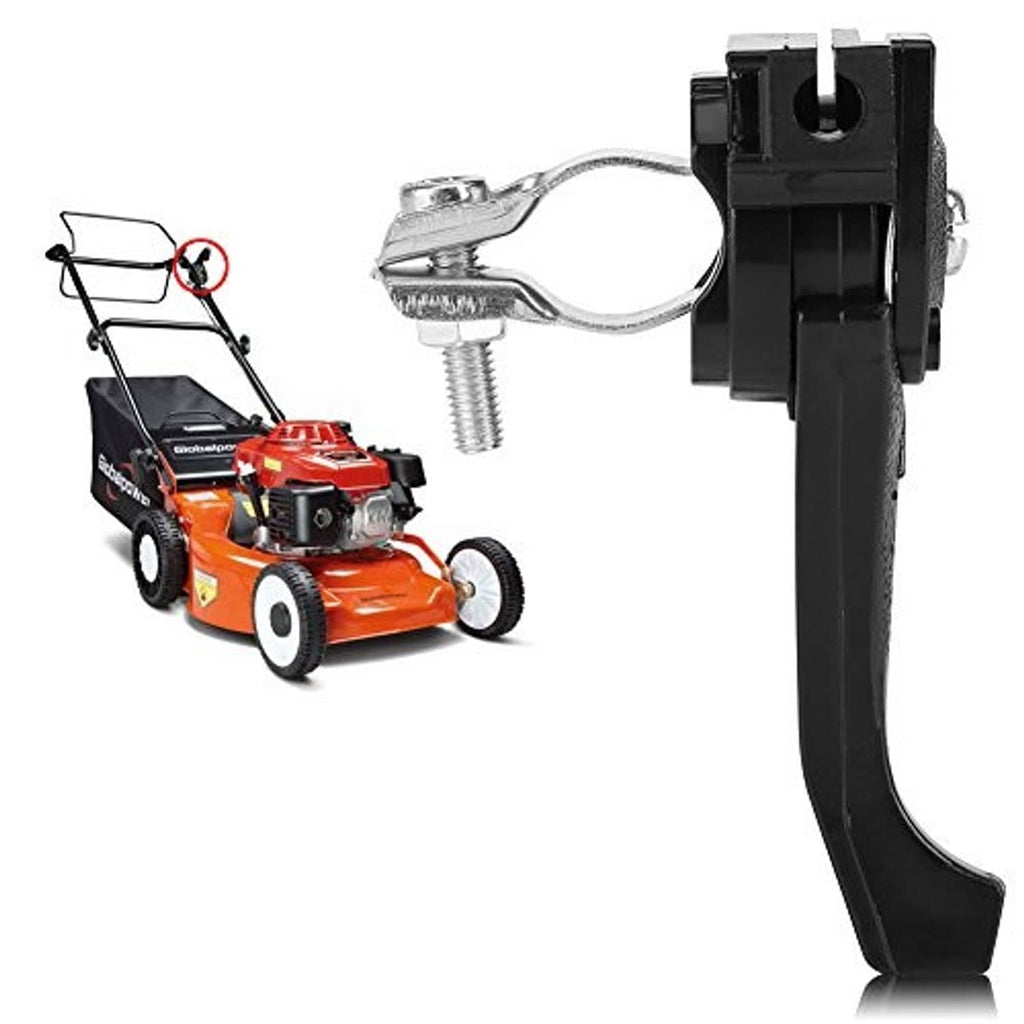 Black throttle lever with silver bracket, curved handle, and side mounting plate