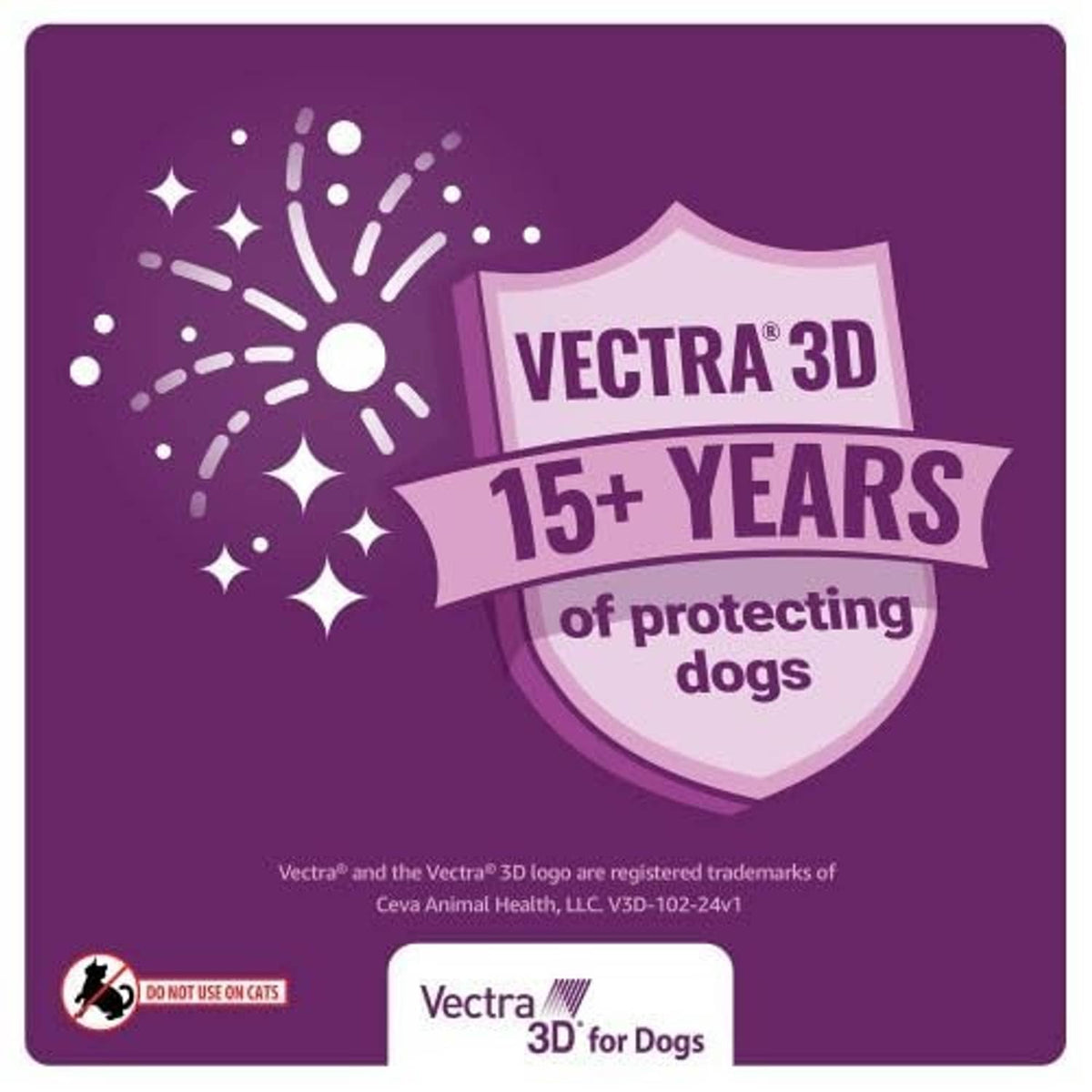 Vectra 3D for Dogs 15+ years protecting dogs shield badge