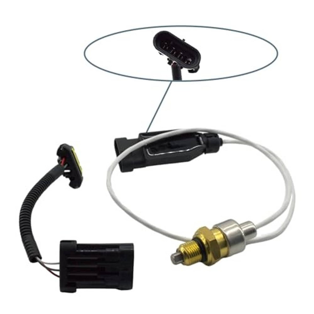 Turbo vane position sensor kit with sensor body, connector housing, and cable leads
