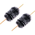 Pair of fuzzy dark fur bow string silencers with sleeve inserts for damping