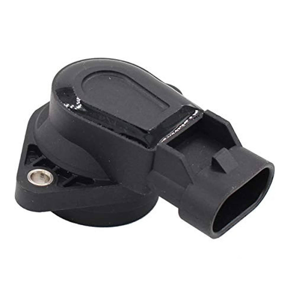 Throttle position sensor TPS, angled view of black housing and electrical port