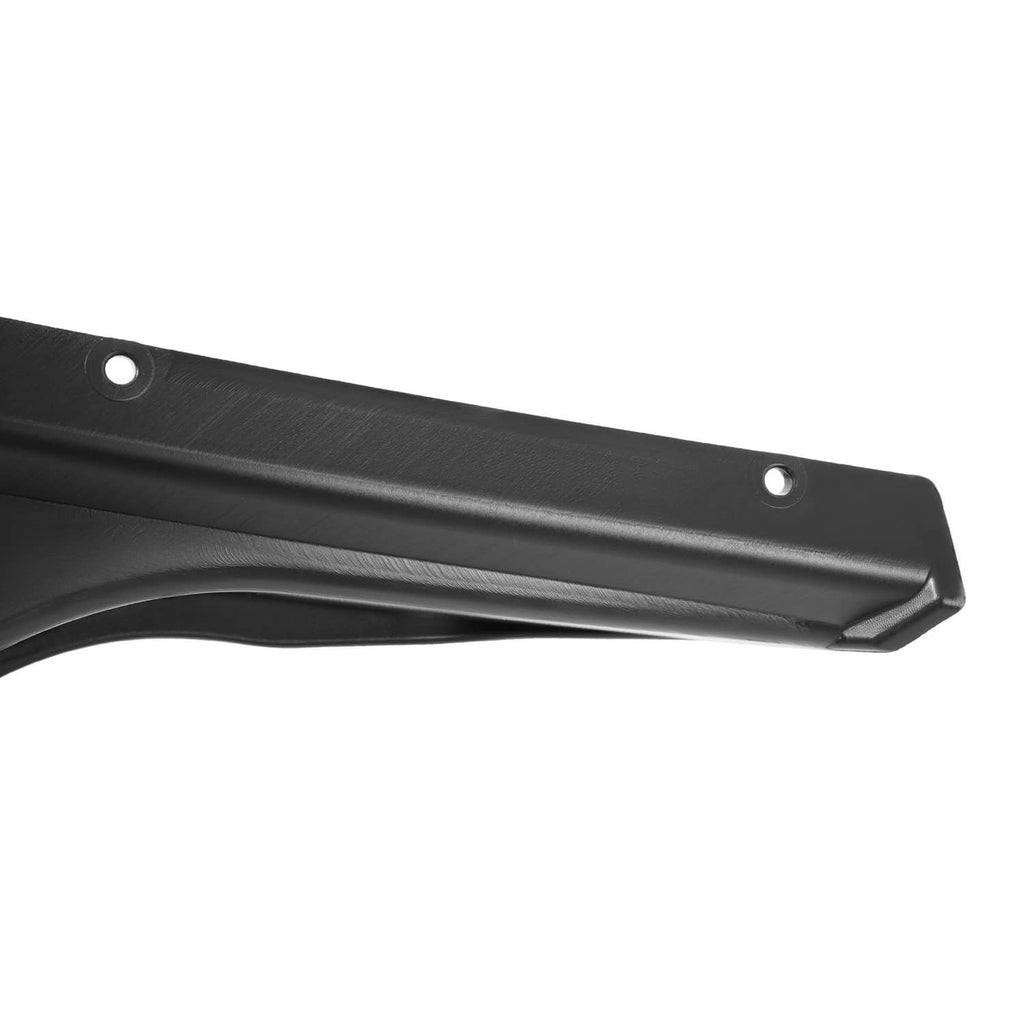 Black fender flare edge detail with two mounting holes along top