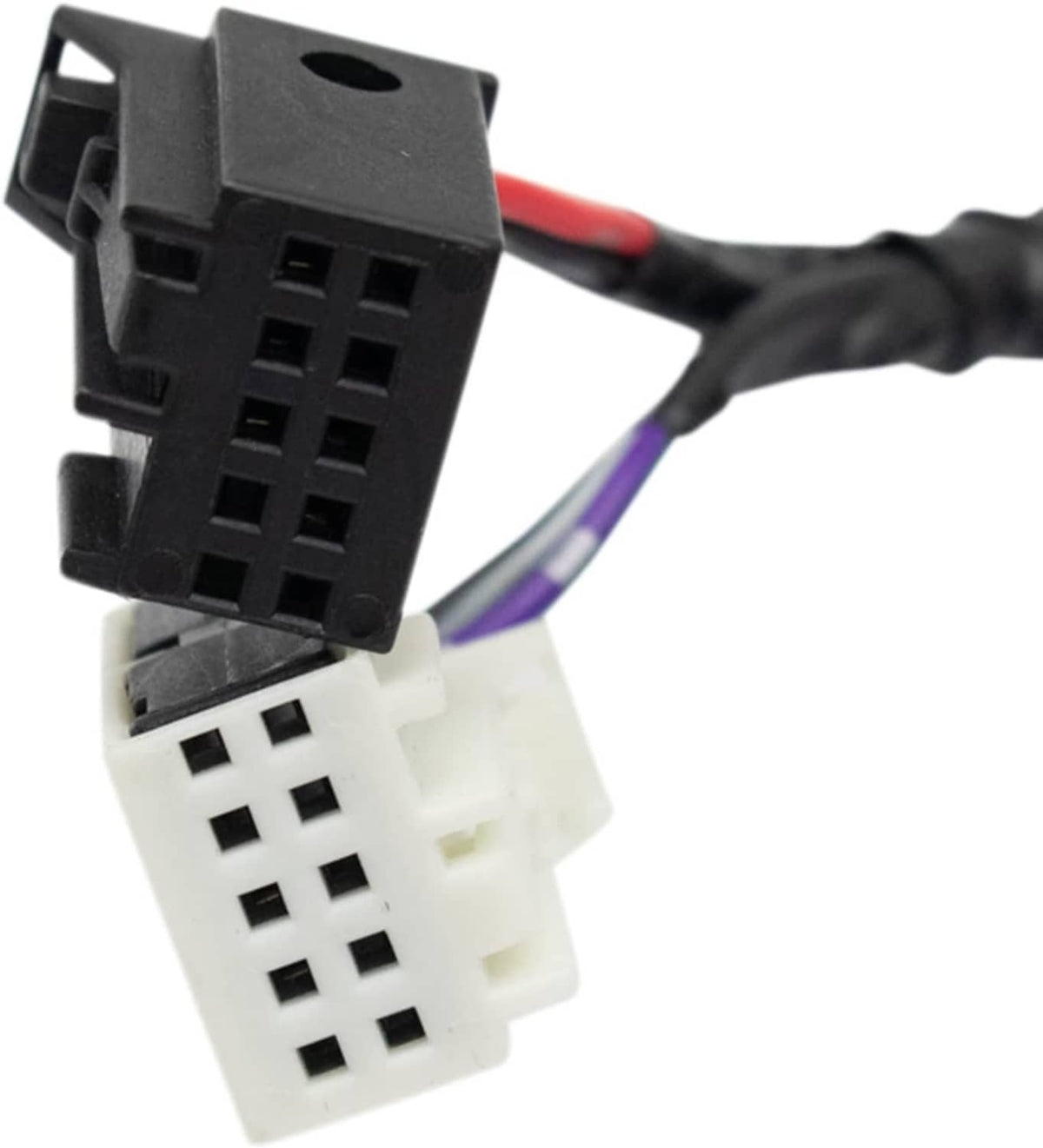 Passenger side heated mirror wiring connectors with multi-pin plugs and color leads