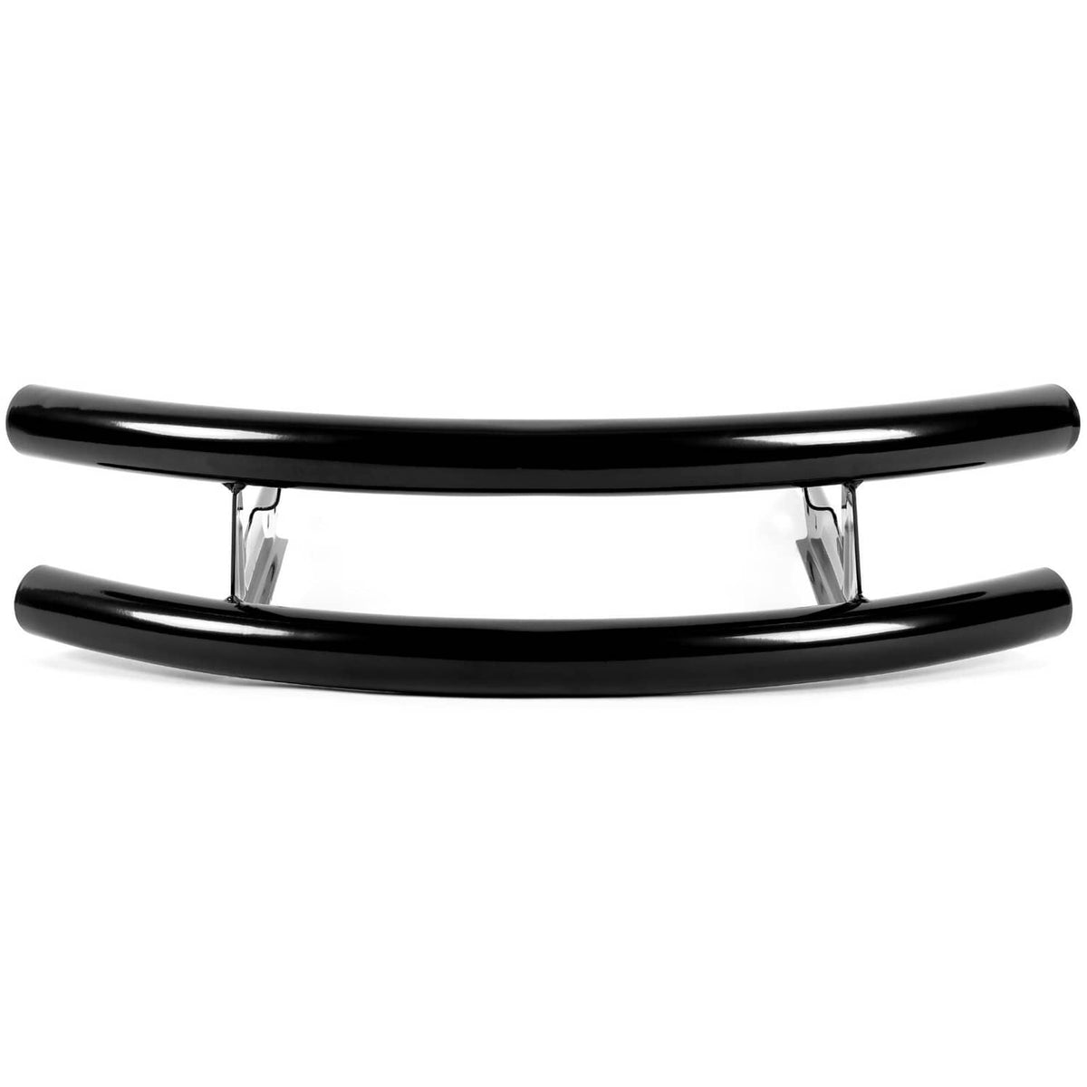 Lawn tractor front bumper guard with two glossy black curved bars