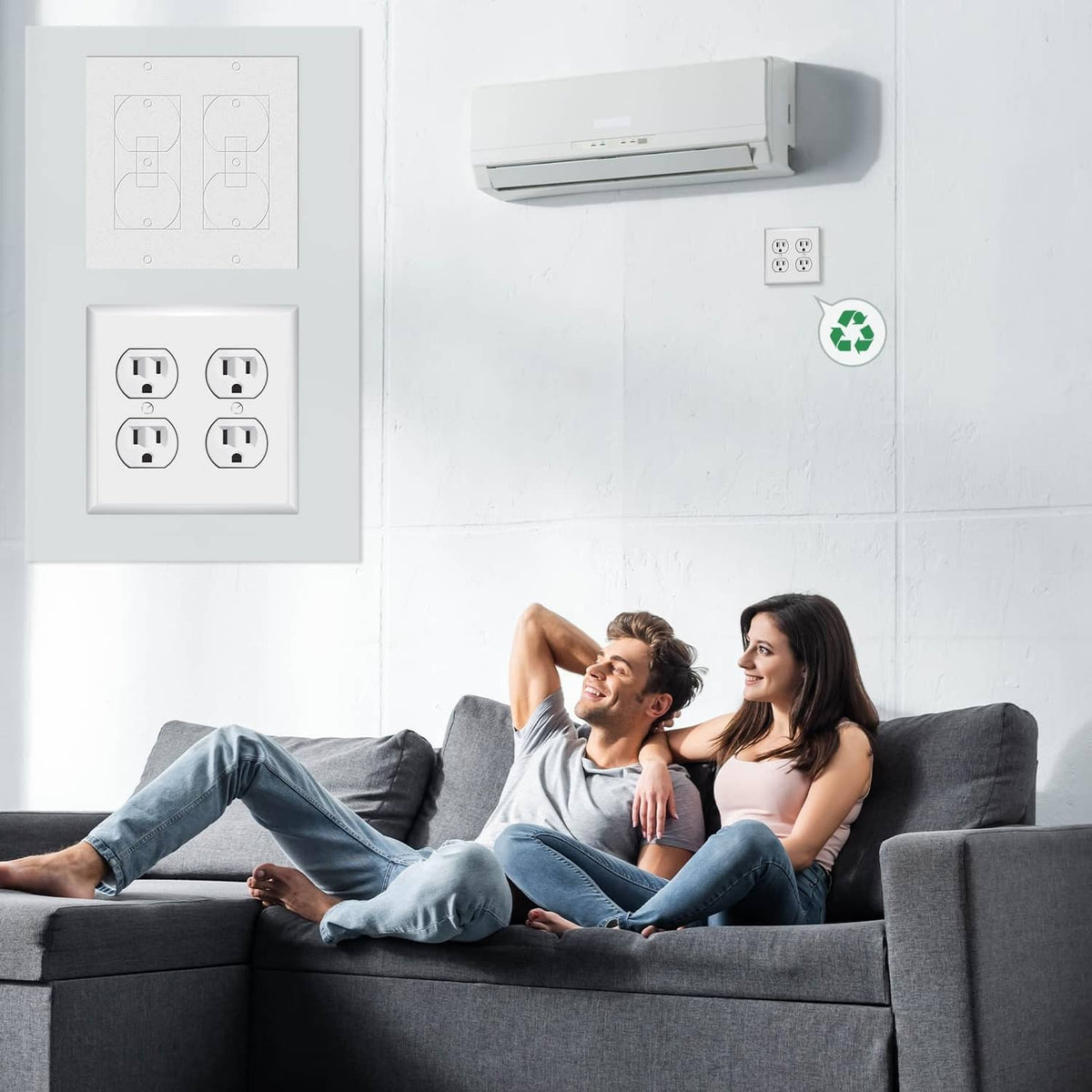 2-gang outlet draft sealer set on a wall near electrical switches