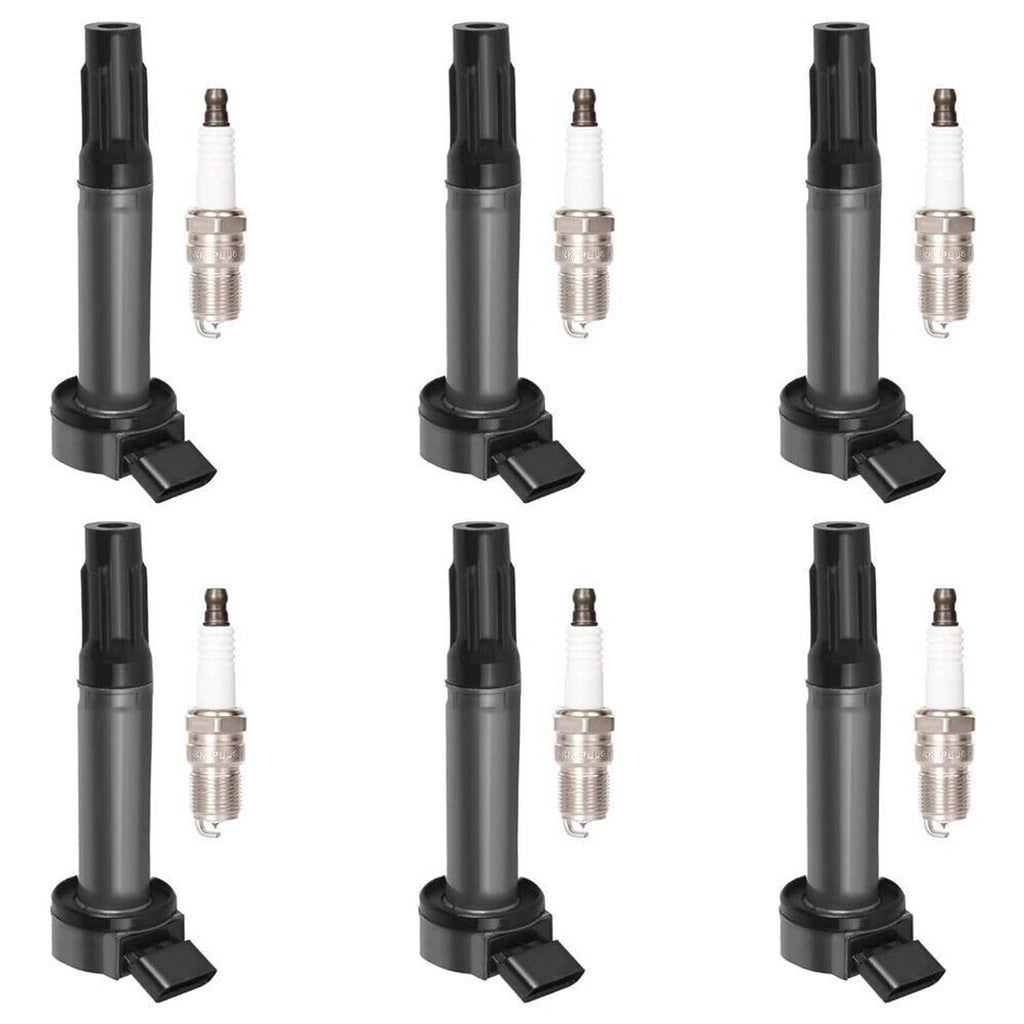 Ignition coils paired with spark plugs, multiple sets shown on white background