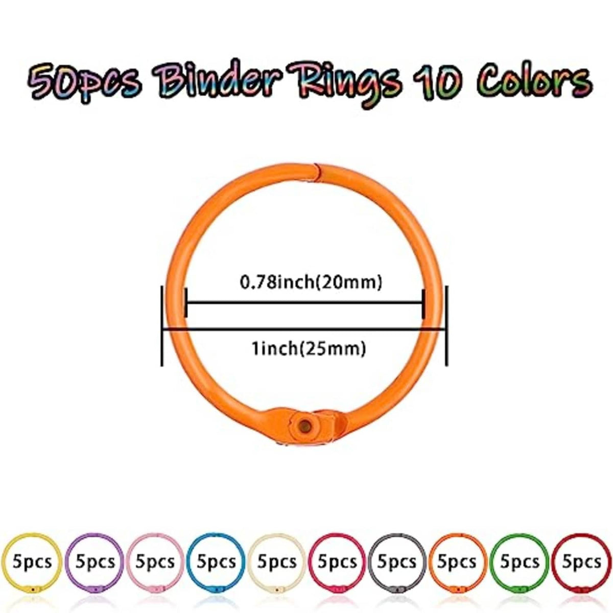 Orange 1-inch binder ring loop with size diagram marking 25mm