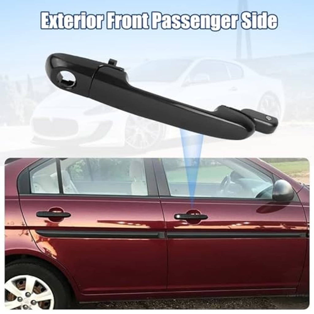 Exterior front passenger door handle with keyhole opening on a car door