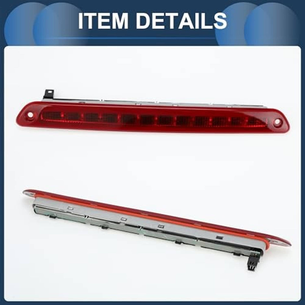 Red LED third brake light bar with lens and internal base components visible