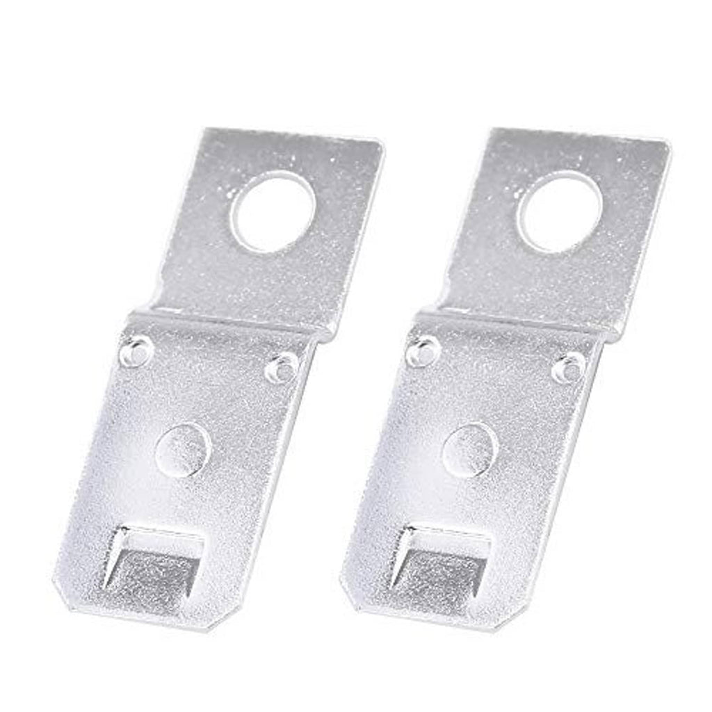 Two silver metal mounting brackets for marine relay, each with screw holes
